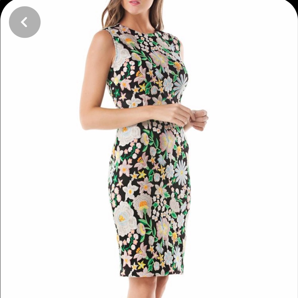 Carmen Marc Valvo Infusion Floral Embroidery Dress